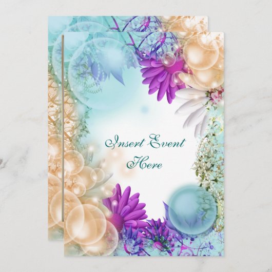 Strandthema tropisch elegant feest kaart (Voorkant / Achterkant)