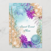 Strandthema tropisch elegante feest kaart (Voorkant / Achterkant)