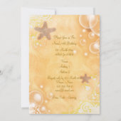 Strandthema trouw verjaardagsfeestje koraal kaart (Achterkant)