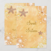 Strandthema trouw verjaardagsfeestje koraal kaart (Voorkant / Achterkant)