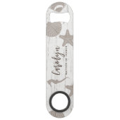 Strandthema Trouwdag Houtnerf Speed Flessenopener (Voorkant)