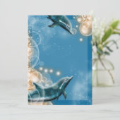 Strandthema - trouwfeest dolfijn elegant feest kaart (Staand voorkant)