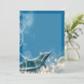 Strandthema - trouwfeest dolfijn elegant feest kaart (Staand voorkant)