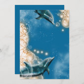 Strandthema - trouwfeest dolfijn elegante fuif kaart (Voorkant / Achterkant)
