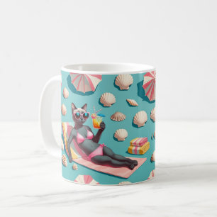 Strandthema voor feest van Siamese kattenliefhebbe Koffiemok