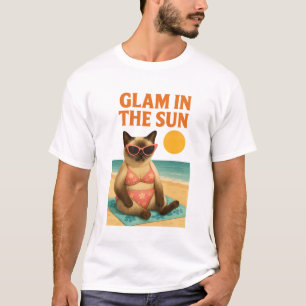 Strandthema voor Siamese Kat Liefhebbers T-shirt