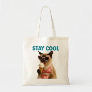 Strandthema voor Siamese kattenliefhebbers Tote Bag