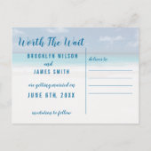Strandthema 'Waardig Uw Wachttijd' Save The Date Aankondigingskaart (Achterkant)