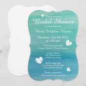 Strandthema waterverf bruidsdouche uitnodigingen (Voorkant / Achterkant)