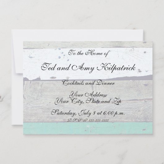 Strandthema Zeester Huwelijk Rustiek Kaart (Achterkant)