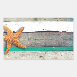 Strandthema Zeester Huwelijk Rustiek Rechthoekige Sticker