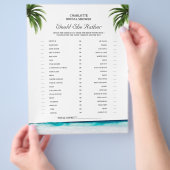 Strandthema Zou Ze Liever Bruiloft Feest Game Flyer (Hand)