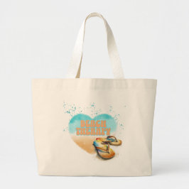 Strandtherapie teenslippers in het zand grote tote bag