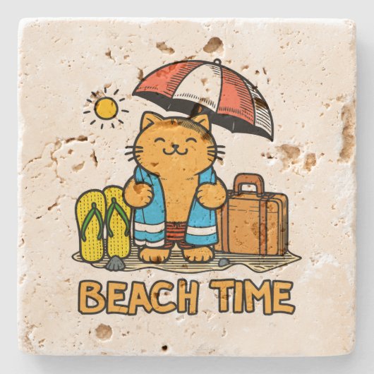 Strandtijd 1 stenen onderzetter (Voorkant)