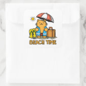 Strandtijd 1 vierkante sticker (Tas)