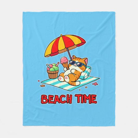 Strandtijd 3 fleece deken (Voorkant)