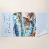 Strandtijd Blauwe Strandhanddoek Strandlaken (Voorkant)