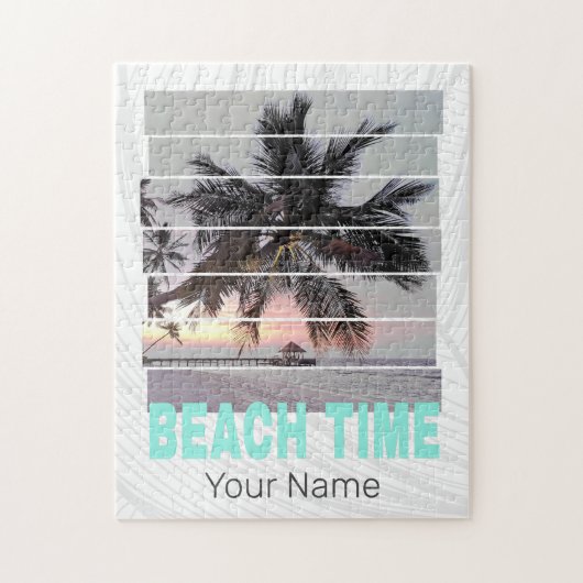 Strandtijd  Pier Palm Sunset Souvenir Legpuzzel (Verticaal)