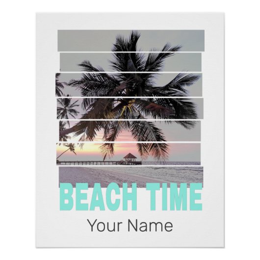 Strandtijd Pier Palm Sunset Souvenir Perfect Poster (Voorkant)