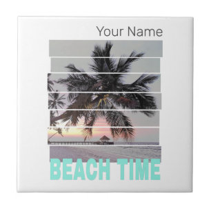 Strandtijd  Pier Palm Sunset Souvenir Tegeltje