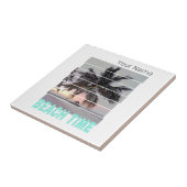 Strandtijd Pier Palm Sunset Souvenir Tegeltje (Zijkant)