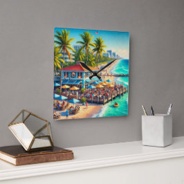 Strandtijd Strandcafé Wandklok
