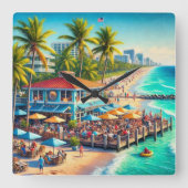 Strandtijd Strandcafé Wandklok (Voorkant)