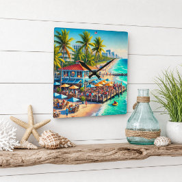 Strandtijd Strandcafé Wandklok