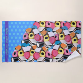 Strandtowel Liquorice Candy Allsorts. Blauw Strandlaken