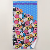 Strandtowel Liquorice Candy Allsorts. Blauw Strandlaken (Voorkant)