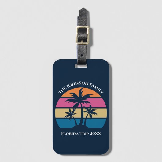  strandtrip Schattige Blue Palm Tree Bagagelabel (Voorkant (verticaal))