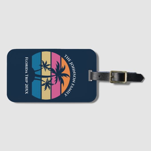 strandtrip Schattige Blue Palm Tree Bagagelabel (Voorkant (horizontaal))