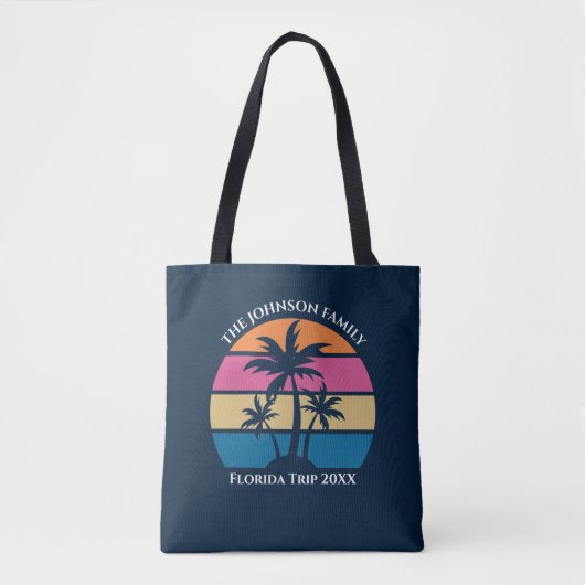 strandtrip Schattige Blue Palm Tree Tote Bag (Voorkant)