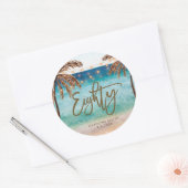 strandtropische 80e verjaardagssticker ronde sticker (Envelop)