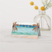 strandtropische palmbomen bruiloft plaatskaart plaatskaartje (Voorkant)