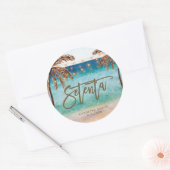 strandtropische setenta 70e verjaardagssticker ronde sticker (Envelop)