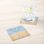 Strandtrouw 2 Harten in het Zand Trouwpapier Kartonnen Onderzetters (Insitu)