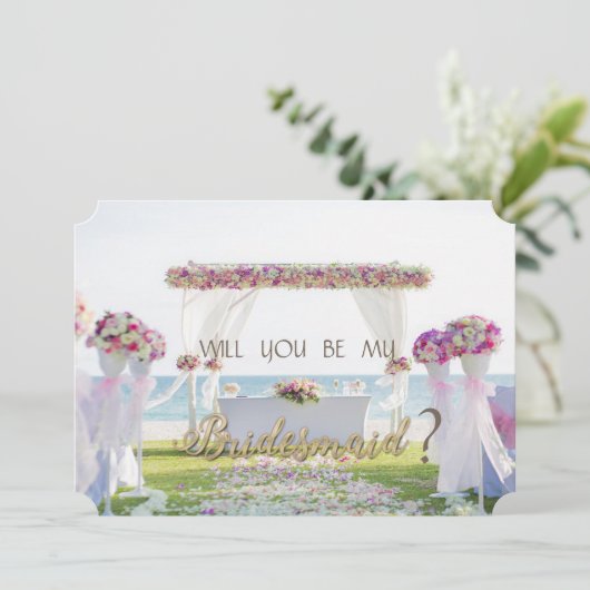Strandtrouw, bloemstuk bruidsmeisje kaart (Staand voorkant)