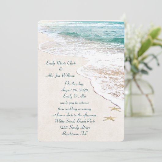 Strandtrouw en zeester kaart (Staand voorkant)