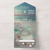 Strandtrouw met Zeeglas All In One Uitnodiging (Binnen)