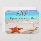 Strandtrouw Sand Schelpen RSVP Kaart (Voorkant)