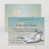 Strandtrouwdag,Glas,Hoge Hakken  Oefendiner Kaart (Voorkant / Achterkant)