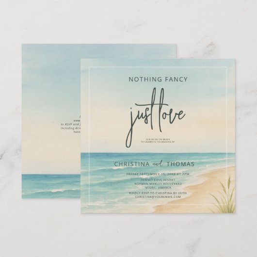 Strandtrouwdag met Elopement Kaart (Voorkant / Achterkant)