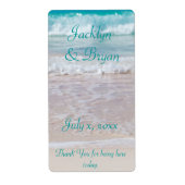 Strandtrouwdag, wijn, water, op maat etiket (Voorkant)