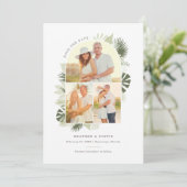 Strandtrouwkaart met palmbladeren om de datum te r save the date (Staand voorkant)