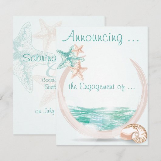 Strandtrouwlocatie Ocean Breeze Engagement Aankondiging (Voorkant / Achterkant)