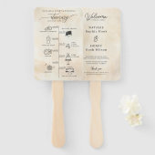 Strandtrouwprogramma Hand Fan met reistijd Handwaaier (Voorkant en achterkant)