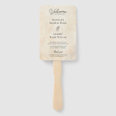 Strandtrouwprogramma Hand Fan met reistijd Handwaaier (Achterkant)