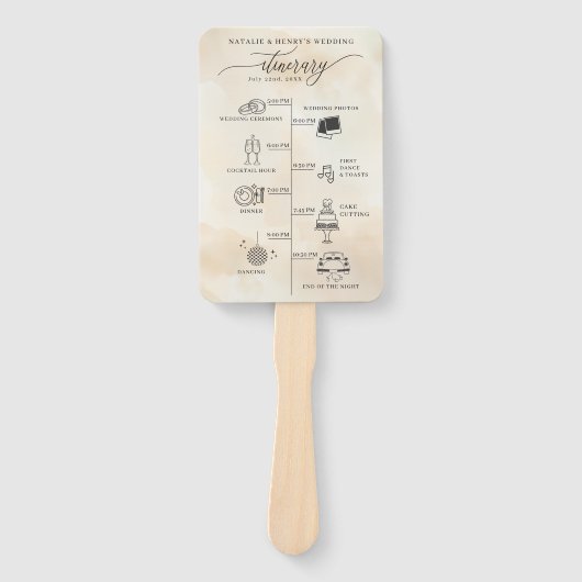 Strandtrouwprogramma Hand Fan met reistijd Handwaaier (Voorkant)