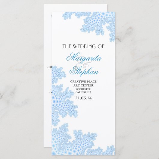 Strandtrouwprogramma's met zee Coral Programmakaart (Voorkant / Achterkant)